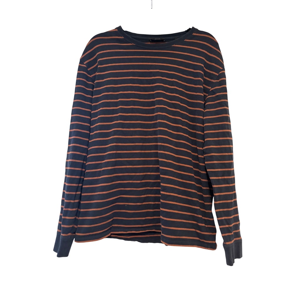 Vince sz L cotton black and brown stripe cotton long sleeve shirt..tiny flaw N